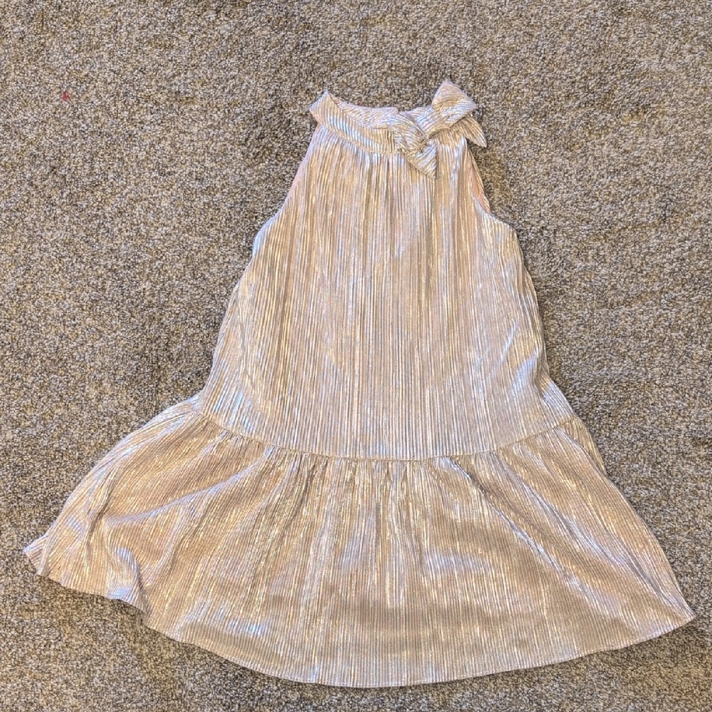 Janie and Jack Rose Gold Shimmer Plisse Dress 5/5t